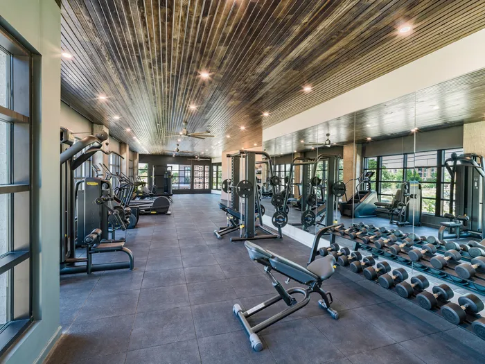 fitness center with weight equipment
