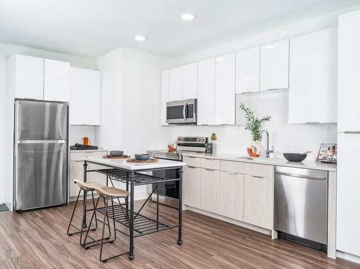 modern kitchen with stainless steel amenities