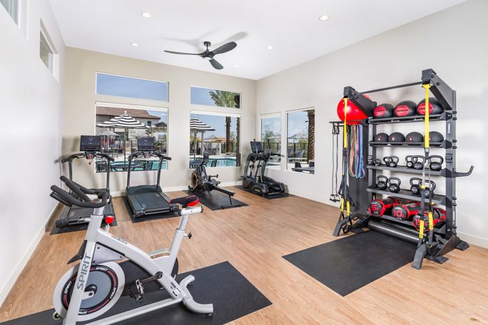 gym with high end fitness equipment at amavi aster ridge single family homes for rent in phoenix az