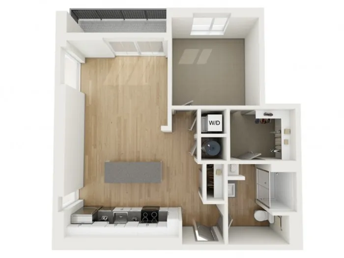 A7 One Bedroom Floor Plan | 2501 Beacon Hill | Kansas City, MO Apartments