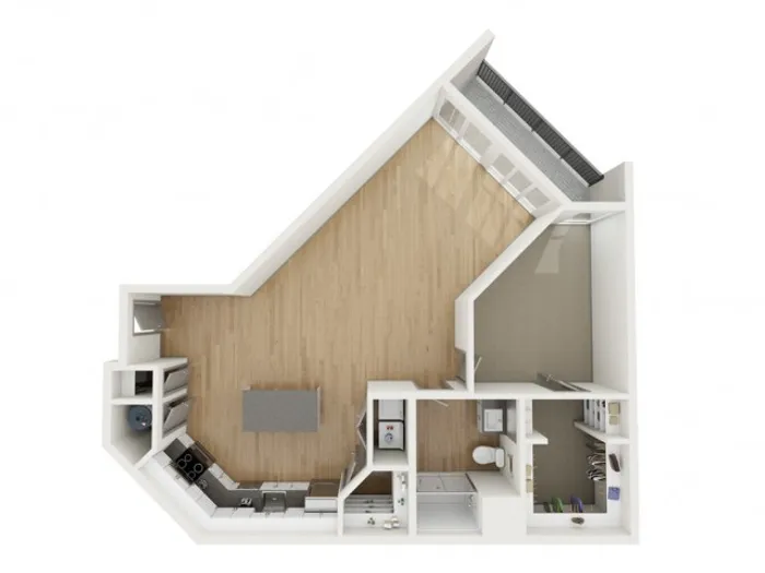 A7 One Bedroom Floor Plan | 2501 Beacon Hill | Kansas City, MO Apartments
