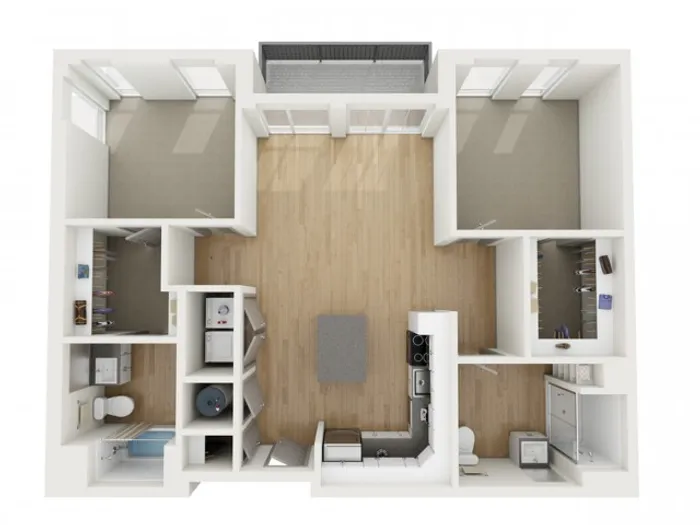 B1 Two Bedroom Floor Plan | 2501 Beacon Hill | Kansas City, MO Apartments