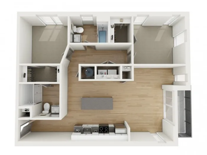 B8 Two Bedroom Floor Plan | 2501 Beacon Hill | Kansas City, MO Apartments