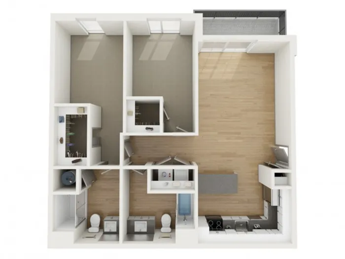 B6 Two Bedroom Floor Plan | 2501 Beacon Hill | Kansas City, MO Apartments