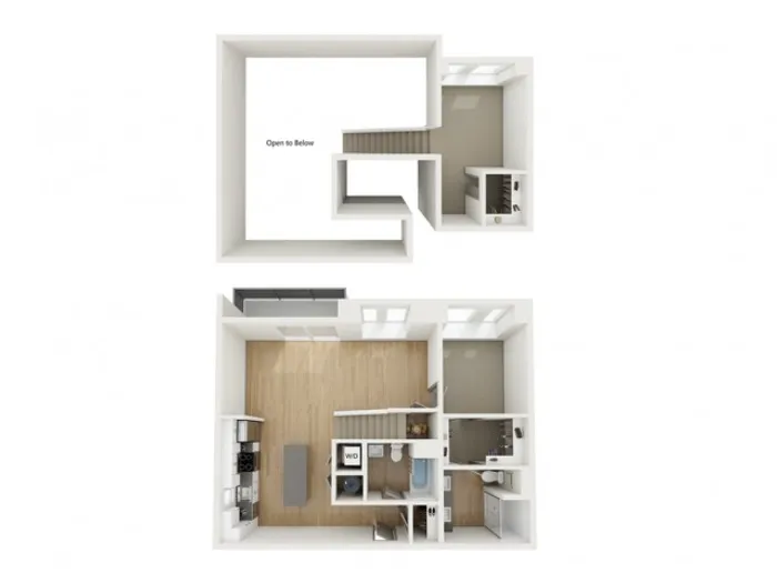 B11 Two Bedroom Loft Floor Plan | 2501 Beacon Hill | Kansas City, MO Apartments