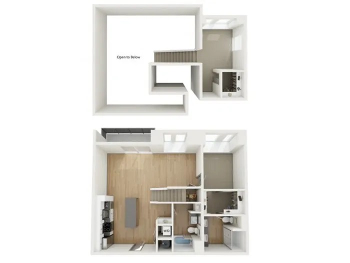B12 Two Bedroom Loft Floor Plan | 2501 Beacon Hill | Kansas City, MO Apartments
