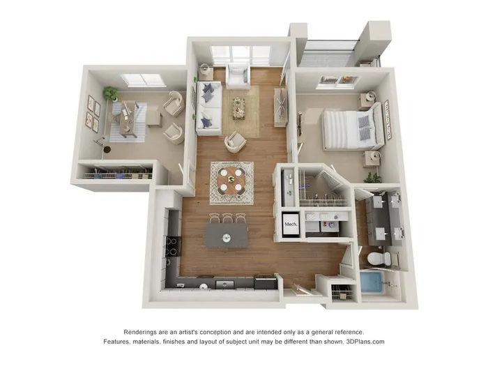 One Bedroom Flex  w/Den - B1