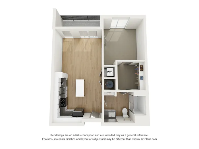 A1 One Bedroom Floor Plan | 2501 Beacon Hill | Kansas City, MO Apartments