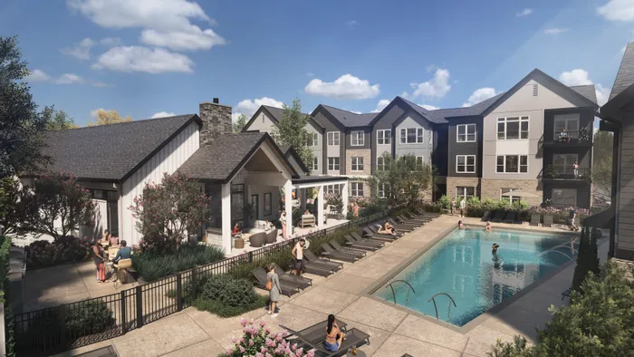 Pool, Clubhouse and Apartment Homes
