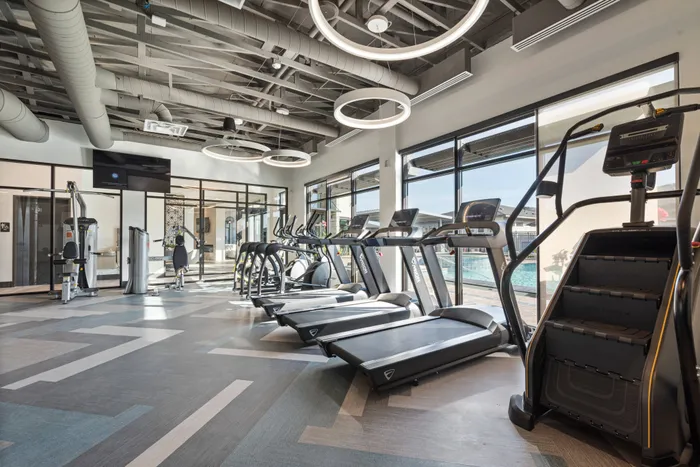Cardio equipment in gym at Modern Craftsman Black Cat homes in Meridian, ID
