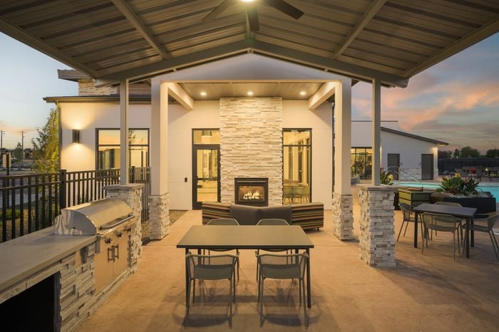 Outdoor Gathering Space at Modern Craftsman Ten Mile homes in Meridian, ID