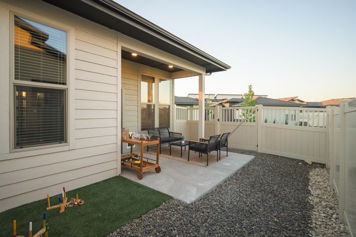 Home with private backyard at Modern Craftsman Ten Mile homes in Meridian, ID