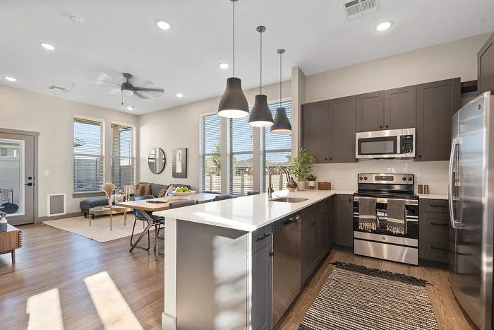 Open Concept Kitchen in Modern Craftsman Black Cat homes in Meridian, ID