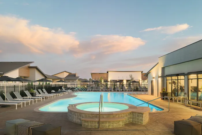 Spa and Pool of Modern Craftsman Black Cat homes in Meridian, ID