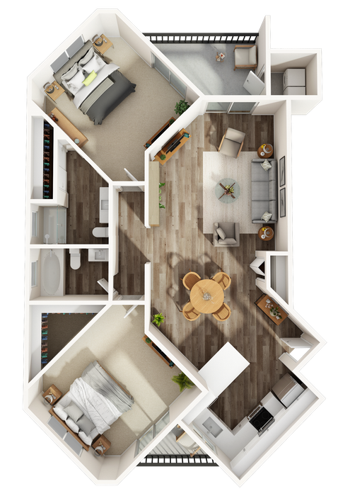 2 Bed - 2 Bath 1025 sqft