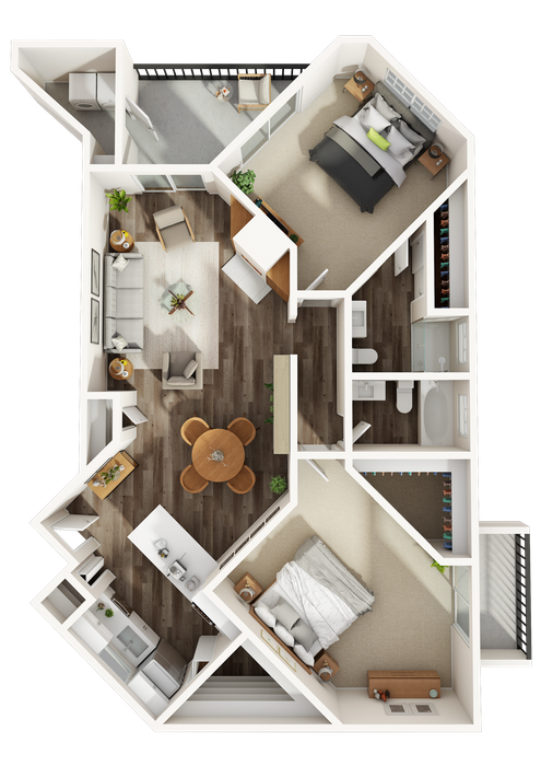 2 Bed - 2 bath 1067 sqft