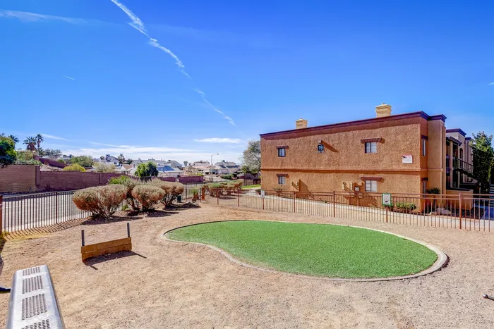 Pet Friendly Apartments in North Las Vegas, NV - Desert Ridge - Spacious Bark Park with Mountain Views, Turf Patch, and Bench Seating