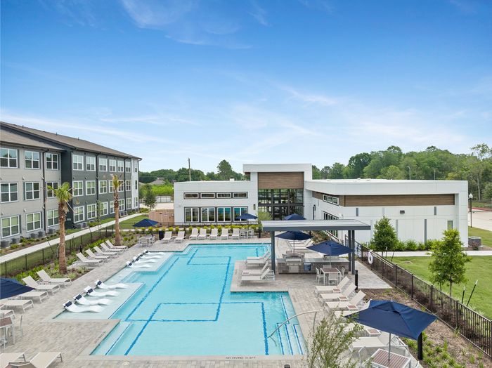 Pool with Clubhouse Exterior