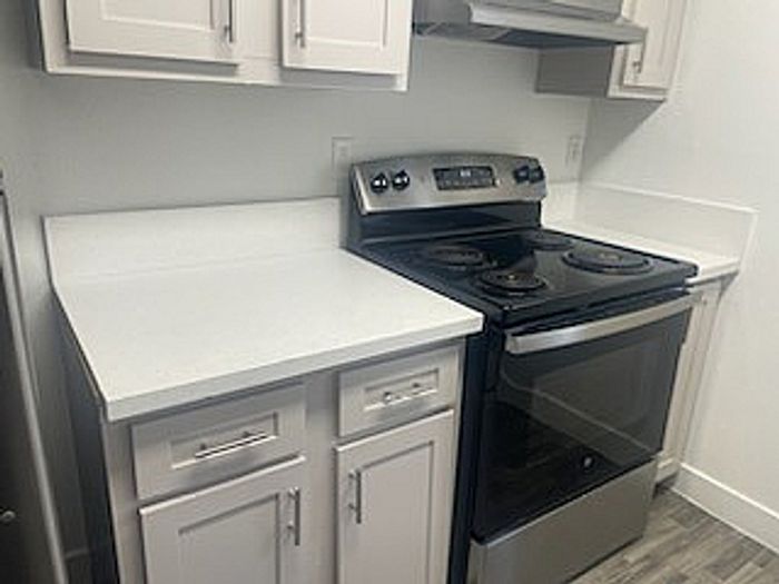 Modern kitchen with sleek appliances and elegant cabinetry, offering ample counter space for your culinary adventures.