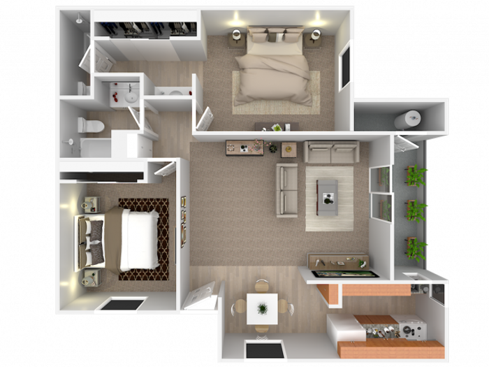 2 Bedroom; 2 Bath; Upstairs