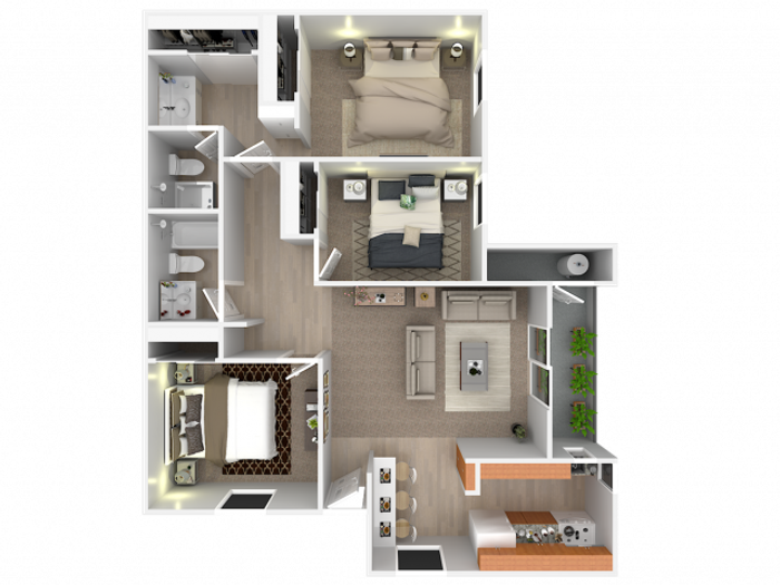3 Bedroom; 2 Bath; Upstairs