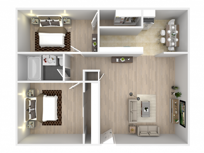 2 bedroom 1 bath