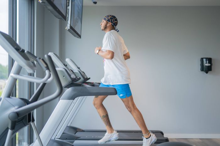 Man running on treadmill