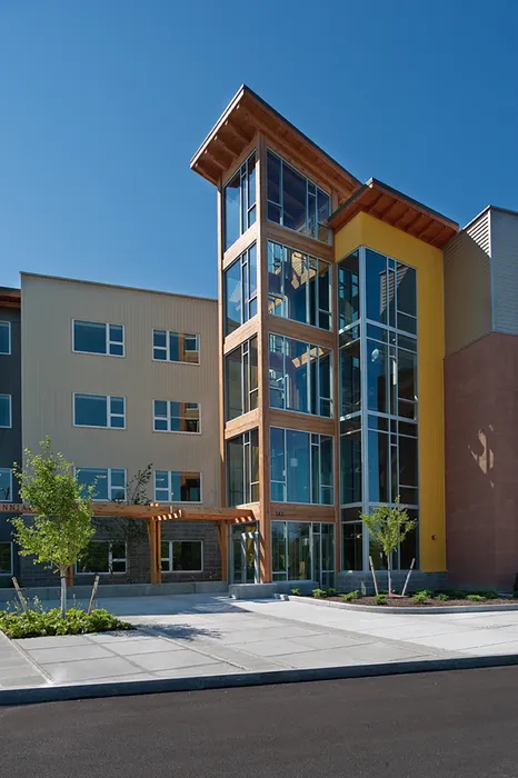 Outside view of apartments and grounds
