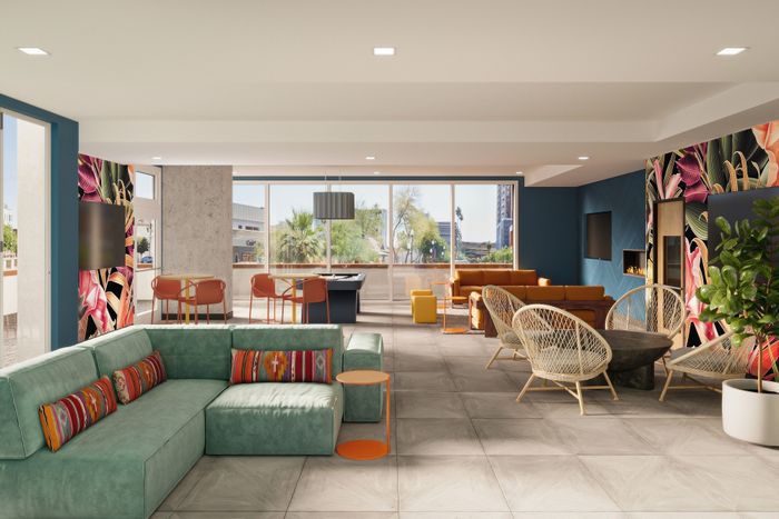 Rendering of the upcoming renovation to the Clubhouse including new comfortable seating and tables