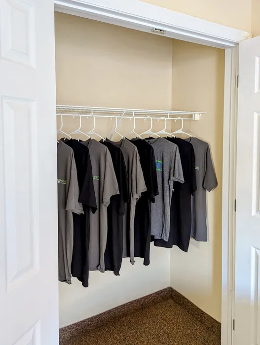 Closet with Evergreen tshirts