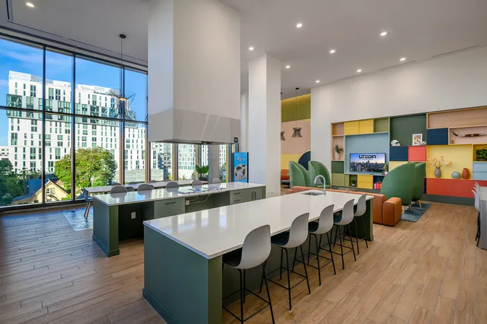 Clubhouse with seating for group study or entertainment