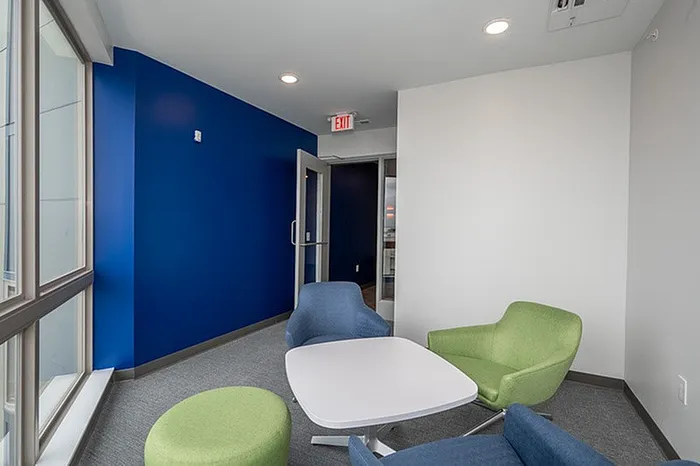 Study Room with Blue Accent Wall