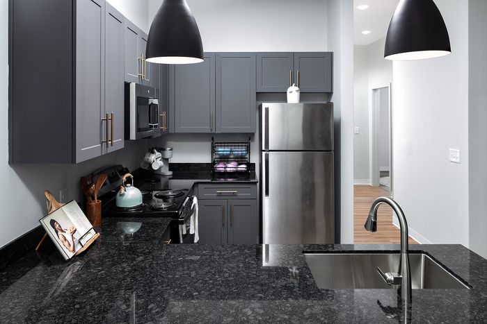 Kitchen with stainless steel appliances at Union Knoxville, new apartments in Knoxville, TN.