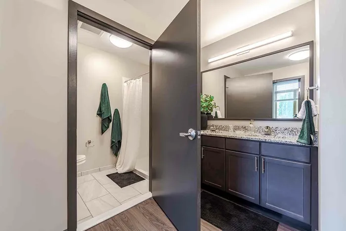 Bathroom with door open