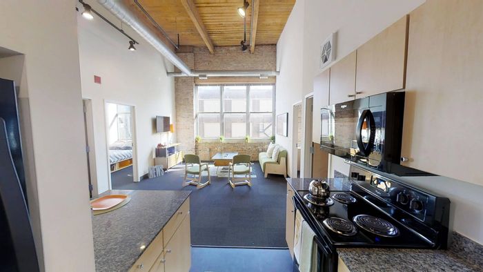 kitchen and living room