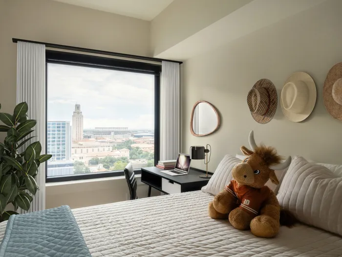 virtually staged bedroom with decor