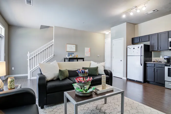 Open Concept Layout with Hardwood Style Flooring