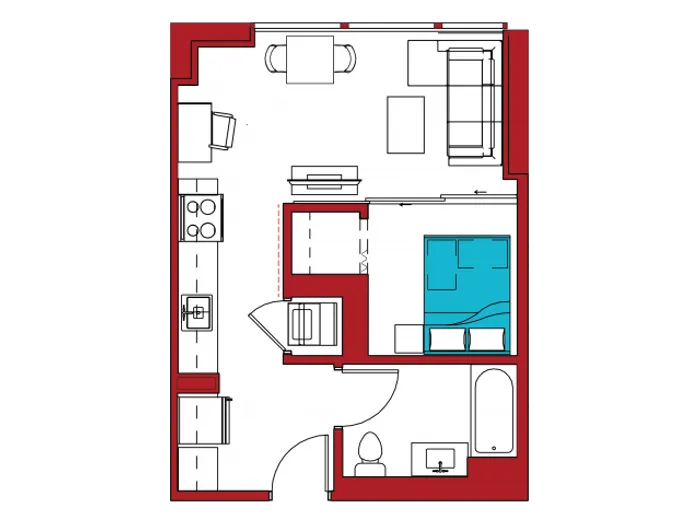 A1 | 1 bed 1 bath | from 495 square feet