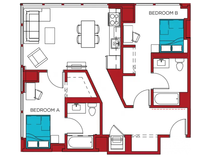 B2 | 2 bed 2 bath | from 860 square feet