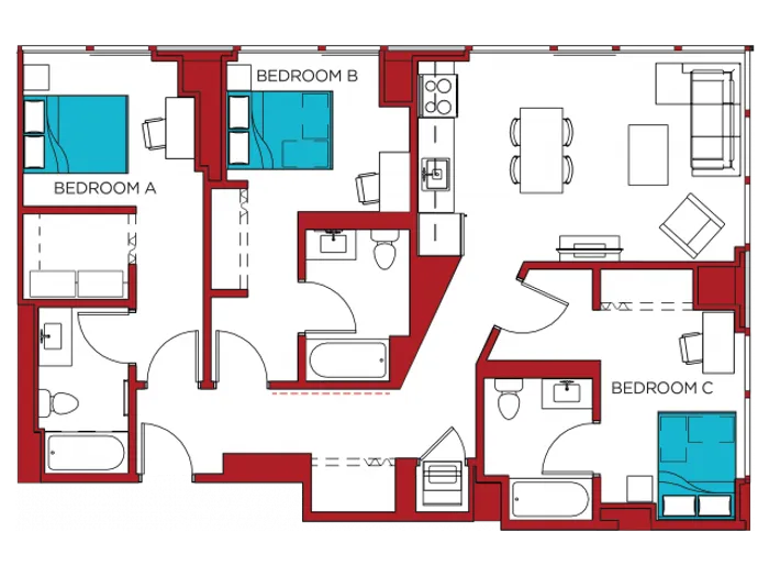 C | 3 bed 3 bath | from 1150 square feet