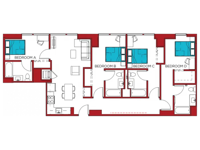 D | 4 bed 4 bath | from 1400 square feet