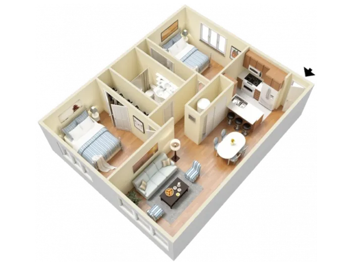 Oak 2 Bed 1 Bath