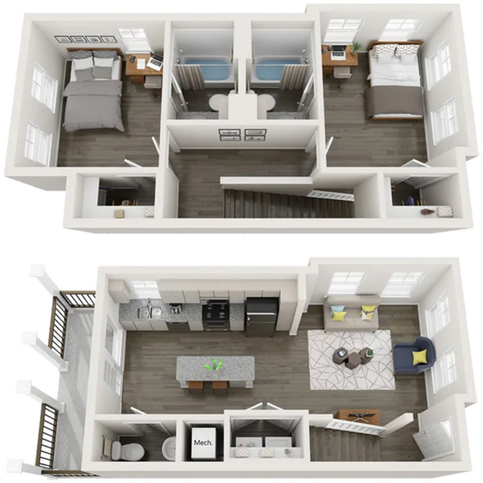 TH-B5.1 | 2 bed 3 bath | from 1014 square feet