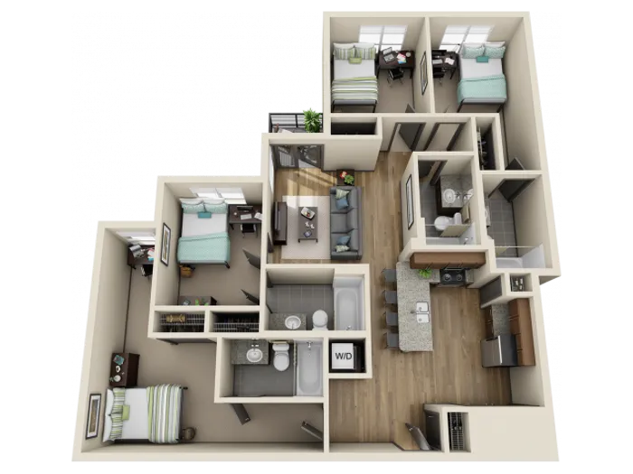 4X4D2 | 4 bed 4 bath | from 1348 square feet