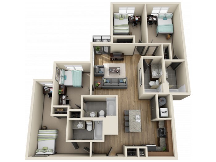 4X4D3 | 4 bed 4 bath | from 1352 square feet