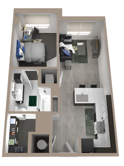 1x1 | 1 bed 1 bath | from 617 square feet
