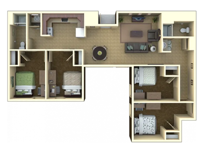 Four Bedroom Two Bath | 4 bed 2 bath | from 1028 square feet