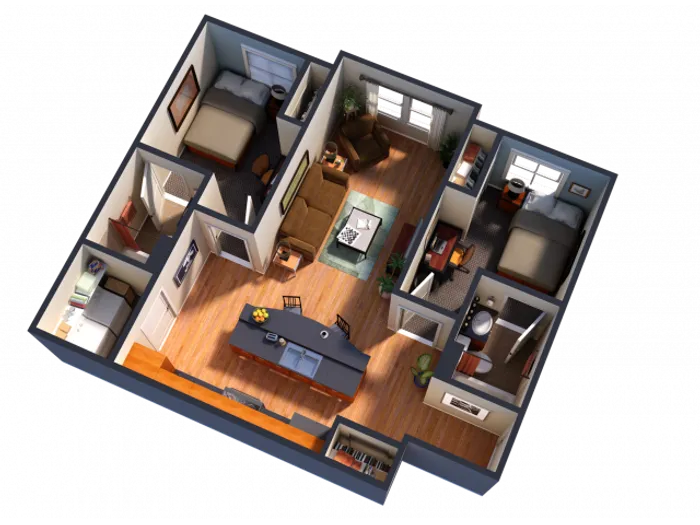 2 Bedroom 2 Bathroom Interior Unit