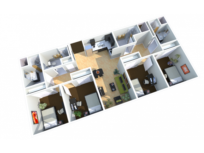 4x4 | 4 bed 4 bath | from 1300 square feet