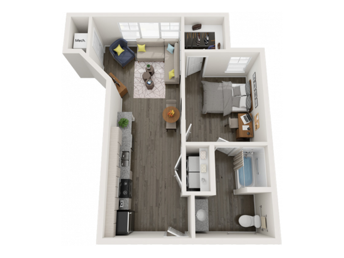 A2 | 1 bed 1 bath | from 637 square feet
